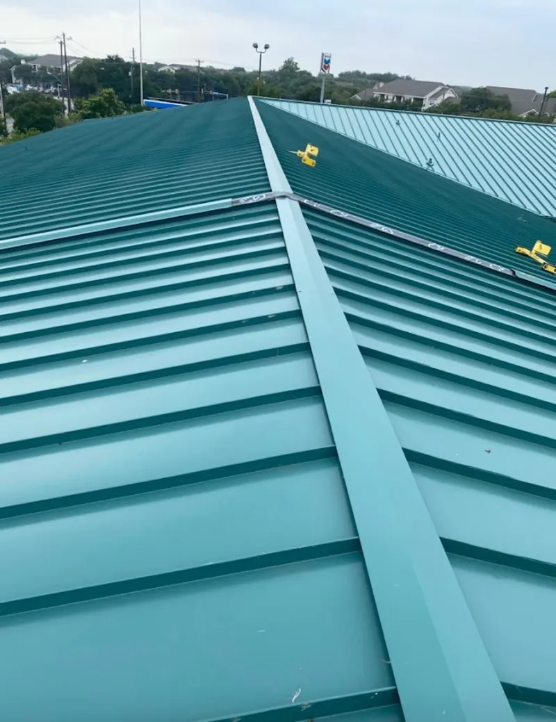 Green commercial metal roof ridge and valley for Metal Roof Repair in Moline
